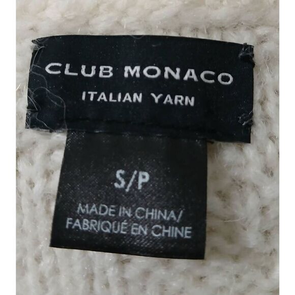 Club Monaco womens small ITALIAN ALPACA puffer sleeve ivory sweater SUPER SOFT - Picture 6 of 8